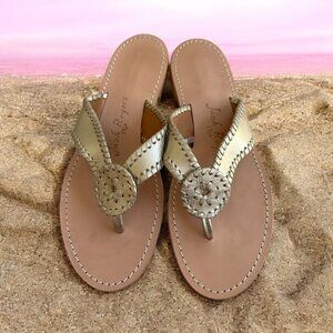 JACK ROGERS Gold Leather Flip Flop Sandals Size 9.5